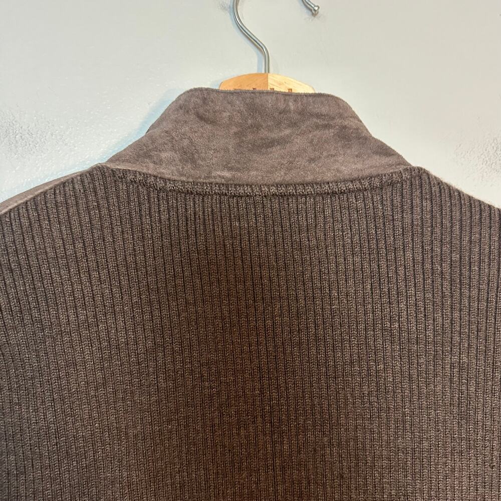 Pendleton Brown Leather & Merino Wool Jacket SZ LARGE Full Zip Knit Classic Coat - Picture 6 of 11